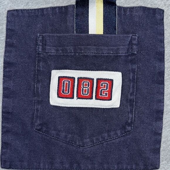 Vintage Tommy Hilfiger Big Raised H sewn Chest Pocket Jersey Gray retro T-Shirt - Picture 2 of 8